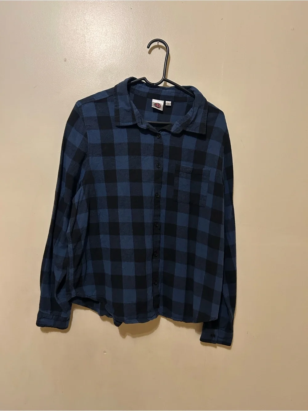 Grateful Dead Blue & Black Plaid flannel shirt with Skull Back Graphic Sz L
